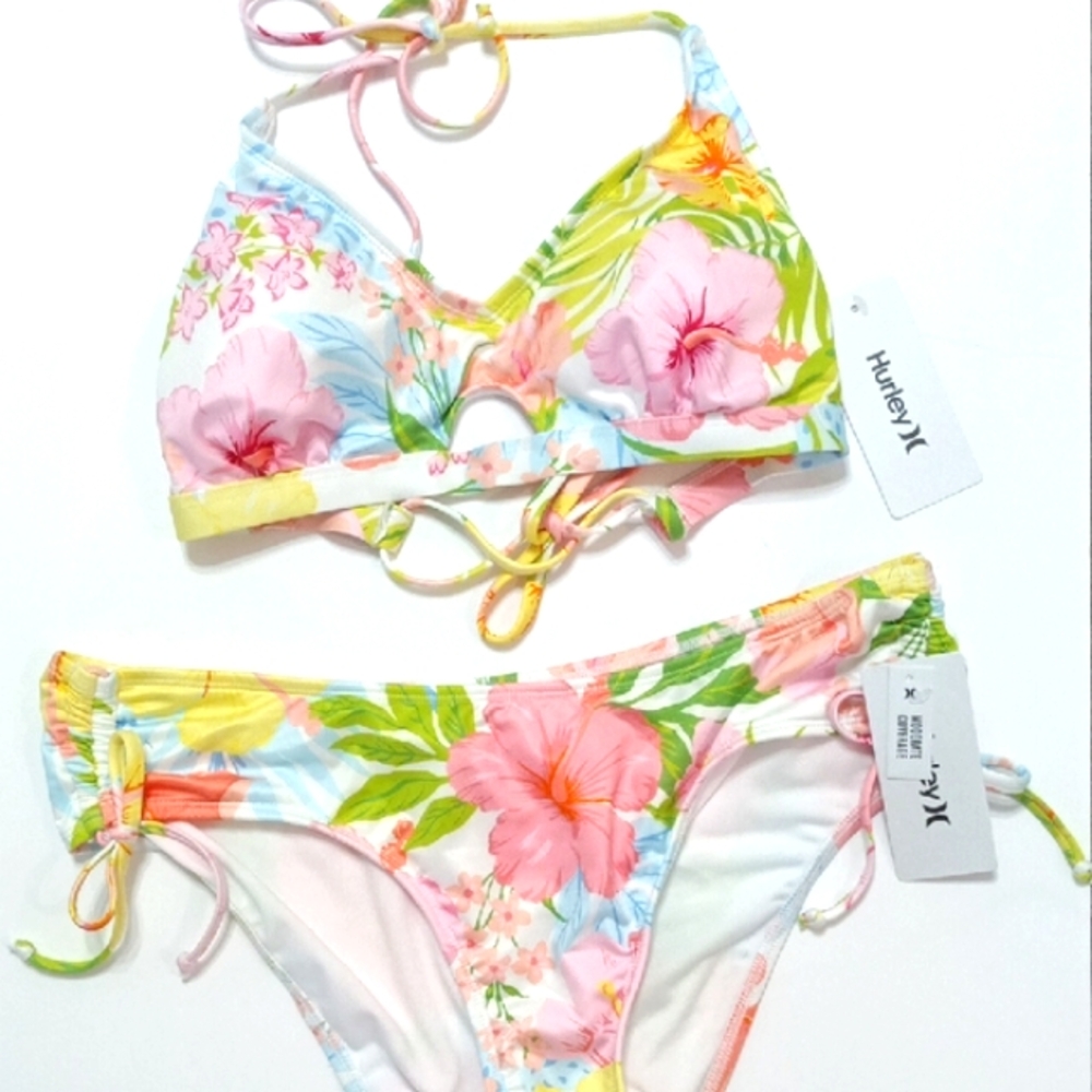 Hurley Floral Bikini - Pink, Green, Yellow